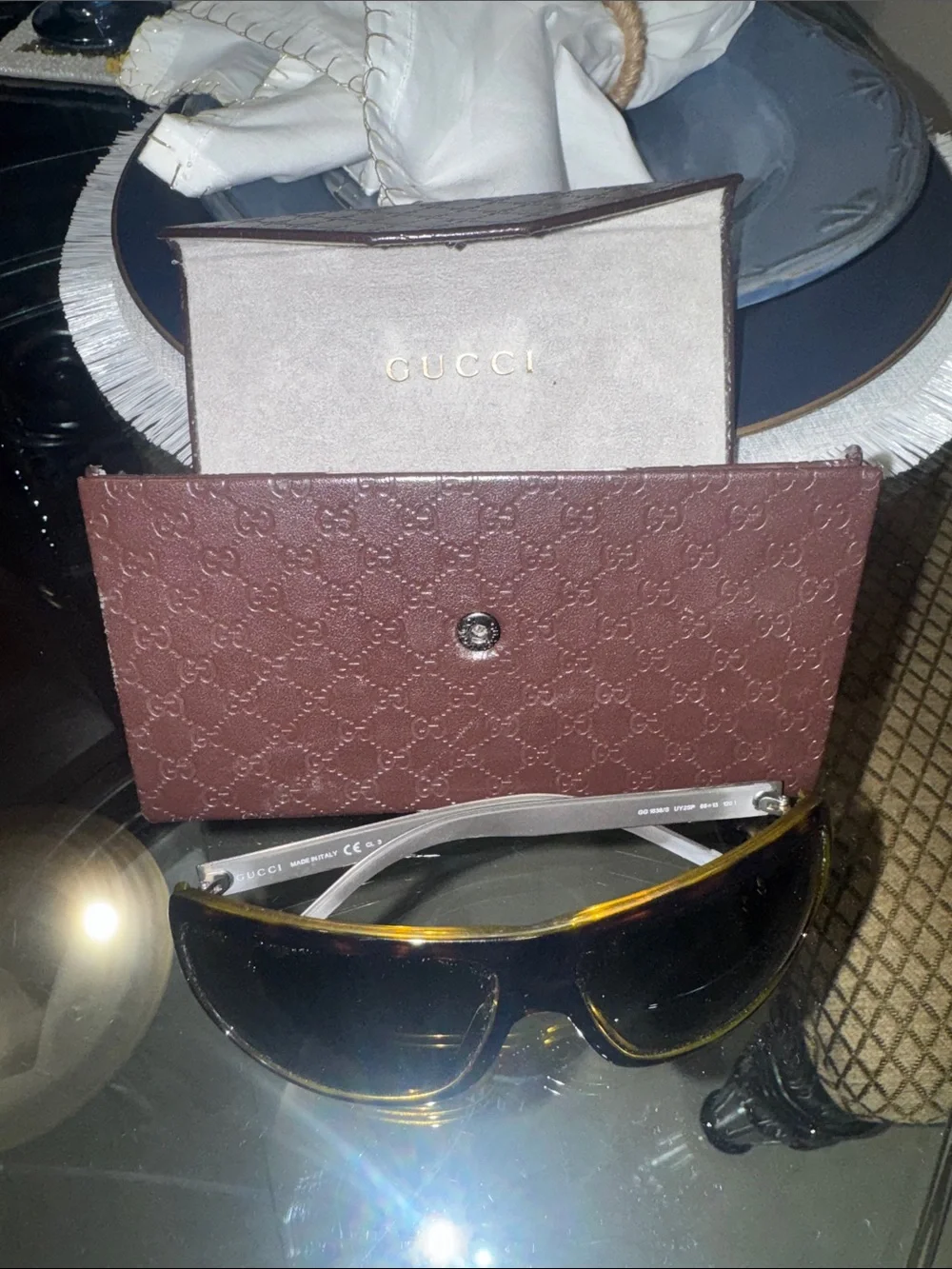Gucci Brown Monogram Sunglasses with Brown Case